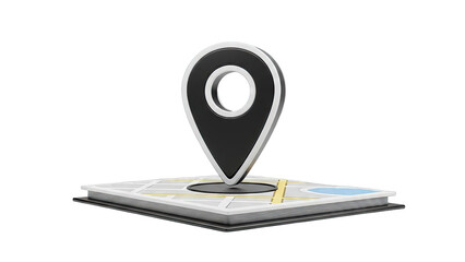 3D Map Pin on Abstract Map