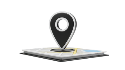 3D Map Pin on Abstract Map