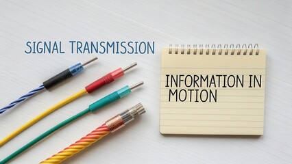 Colorful Cables and Notebook Signifying Signal Transmission and Dynamic Information Processing in Modern Technology