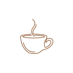 Obraz premium Minimalist Line Art Illustration of a Steaming Coffee Cup.
