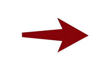 Red graphic arrow pointing to the right. Isolated element with transparent background for user interface design