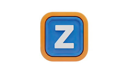 3D Rendered Letter Z Icon with Blue and Orange Frame
