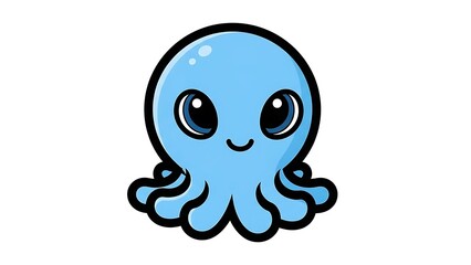 Fototapeta premium Cute Cartoon Octopus Character Illustration.