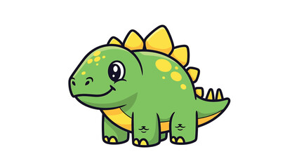 Obraz premium Cute Cartoon Stegosaurus Illustration with Friendly Expression and Yellow Accents.