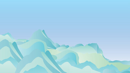 Vector abstract mountain landscape with blue sky