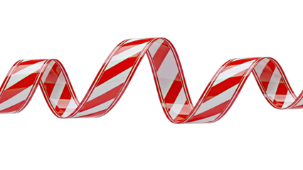 Curving Red and White Striped Ribbon