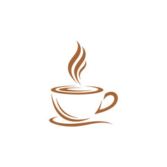 Elegant Coffee Cup Illustration with Steaming Aroma for Cafe Branding.