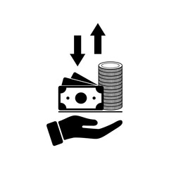Currency exchange rate volatility icon, Cash flow risk, money market circulation, financial analysis and economic volatility. for web design, templates, infographics and more. flat vector illustration