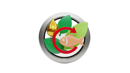 Fish, Leaf, and Oil Drop Recycling Symbol