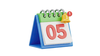 3D Calendar with Notification Bell