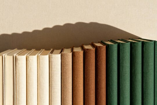 Gradient color books spine mountain landscape