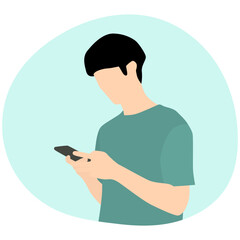 People Using Handphone Illustration