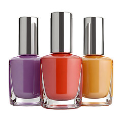 Three nail polish bottles, on transparent background
