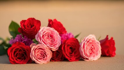 Assorted roses on a table