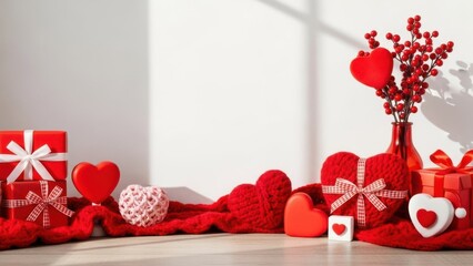 Valentine's day decorations on a table