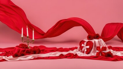 Romantic valentine's day setting with candles and roses