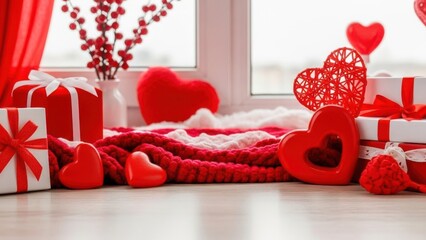 Cozy valentine's day window decor