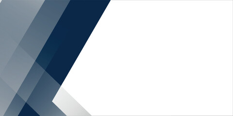 White and blue modern abstract wide banner with geometric shapes. Dark blue and white abstract background.