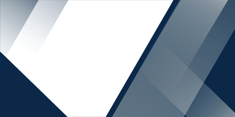 White and blue modern abstract wide banner with geometric shapes. Dark blue and white abstract background.