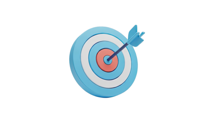 3D Render of a Blue and White Target with Arrow in the Bullseye