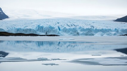 Glacier Ice Reflection on Calm Water