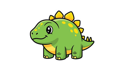 Fototapeta premium Cute Cartoon Stegosaurus with Yellow Plates and Green Skin.