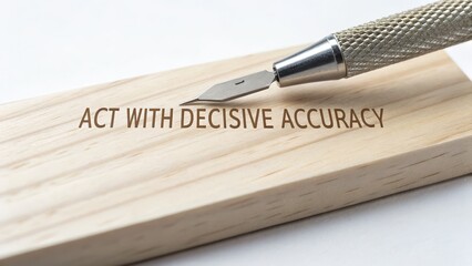 Engraving tool on wood with inscribed text