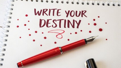 Fountain Pen Writing 'Write Your Destiny' on Notebook