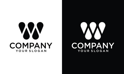 Creative Letter W Water Drop Logo design vector symbol icon illustration