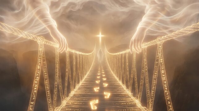 A bridge connecting two cliffs, symbolizing obedience to God as the path to blessing, safety, and a stronger relationship with Him.