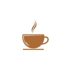 Illustration of a steaming cup of coffee on a saucer.