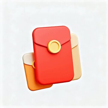Red and orange pouches with yellow button
