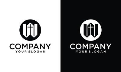Creative initial w with church logo design vector