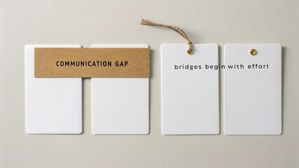Communication Gap Concept with Empty Tags and Cardboard Label Symbolizing Effort and Connection in Collaboration