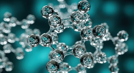Abstract Molecular Structure with Crystal Clear Spheres