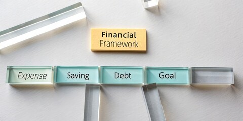 Visual Representation of Financial Framework Including Expense, Saving, Debt, and Goal for Personal Finance Planning