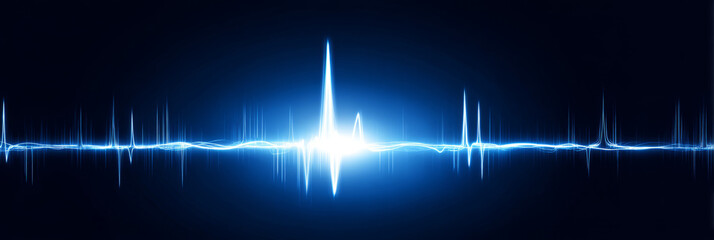 Glowing Pulse Waveform in Dark Abstract Background
