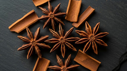 Macro Detail of Star Anise and Cinnamon Bark Spices