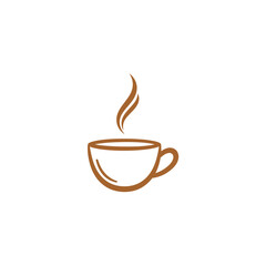 Obraz premium Minimalist Coffee Cup Illustration with Rising Steam for Cafe Branding.