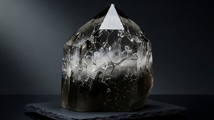 Macro Detail of Smoky Quartz Crystal with Internal Fractures