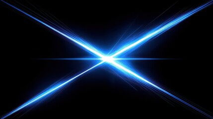 Abstract Composition of Intersecting Light Streaks Against Black Background