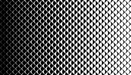 Smooth transition of geometric pattern with halftone effect. Black isolated on white background. Vector Format Illustration 