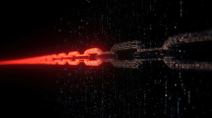 Blockchain data chain representing security risk and vulnerability