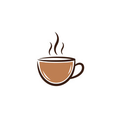 Stylized Coffee Cup Illustration with Rising Steam.