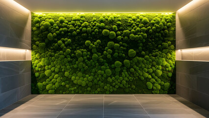 Minimalist Spa Interior with Vertical Moss Wall and Stone Tiles