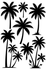 Fototapeta premium A serene illustration of multiple palm trees in a natural setting viewed from a straightforward perspective