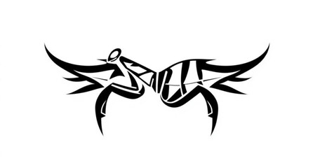 Black and white scorpion tattoo vector illustration featuring a tribal animal silhouette design with a wild tail and head pattern for a nature inspired logo or symbol