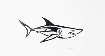 Cartoon marine vector illustration of a shark and tuna swimming in the underwater ocean life amidst aquatic nature and wildlife art