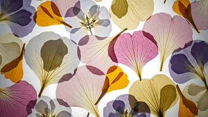 Abstract Botanical Background with Pressed Dried Flower Petals
