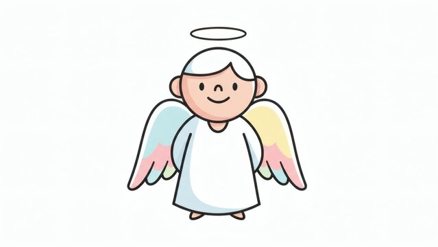 Cute Angel Clipart with Wings and Halo, Cartoon Style